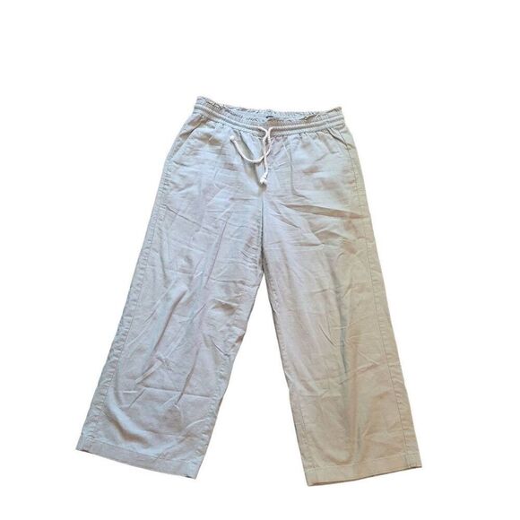J. Crew Pants Women's 10 Seafoam Green Wide Leg Linen Cotton Paperbag Pull On - Picture 2 of 5